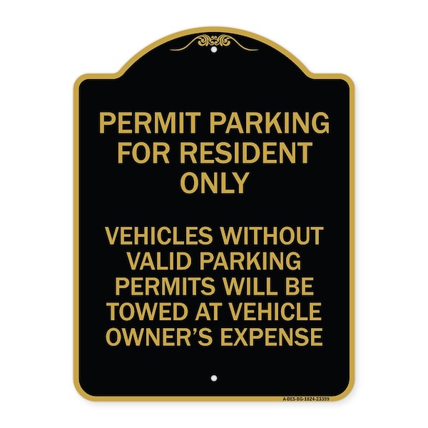 Signmission Parking Permit Permit Parking for Residents Only Vehicles Without Valid Parking Permi, BG-1824-23399 A-DES-BG-1824-23399 - main